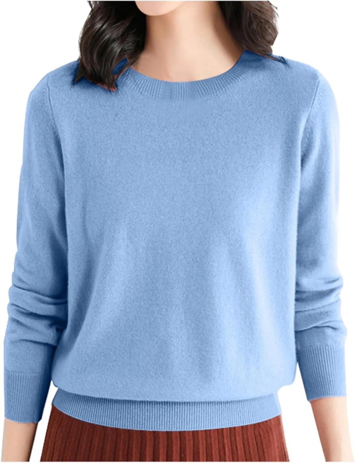Women's Sweaters Cable Knit Crewneck Solid Color Long Sleeve Casual Soft Loose Fit Jumper Tops