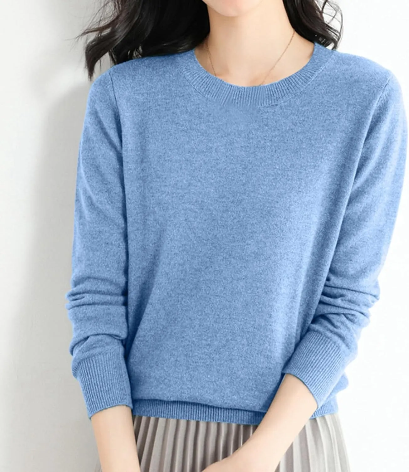 Women's Sweaters Cable Knit Crewneck Solid Color Long Sleeve Casual Soft Loose Fit Jumper Tops