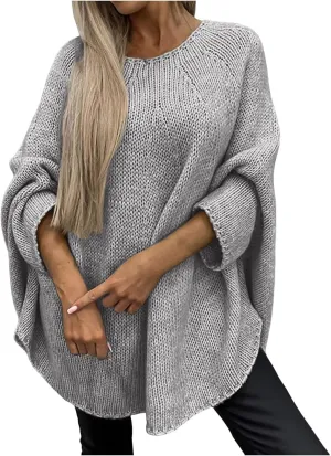 Womens Sweaters Cable Knit Round Neck Solid Color Long Sleeve Soft Lightweight Casual Jumper Tops