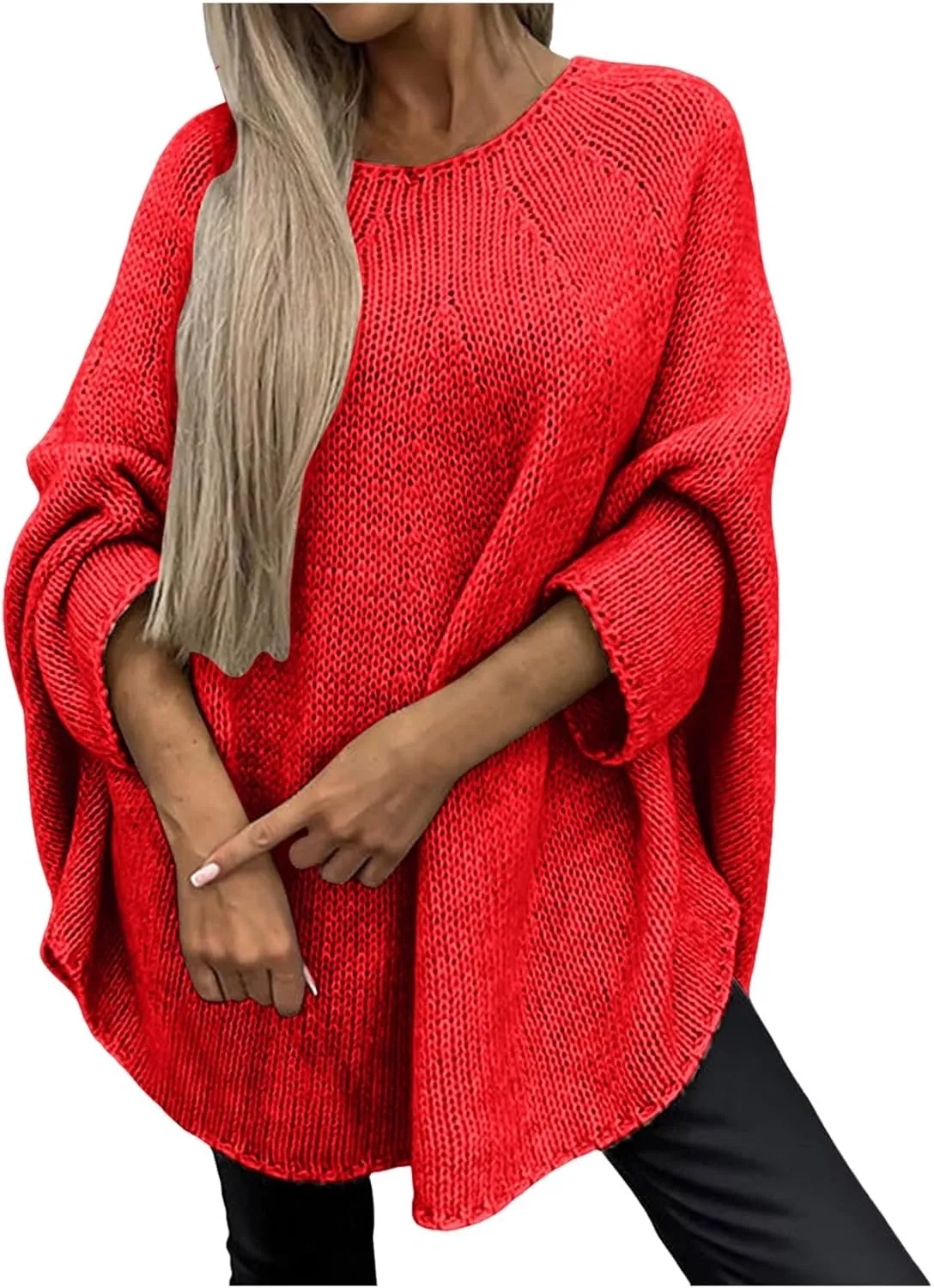 Womens Sweaters Cable Knit Round Neck Solid Color Long Sleeve Soft Lightweight Casual Jumper Tops