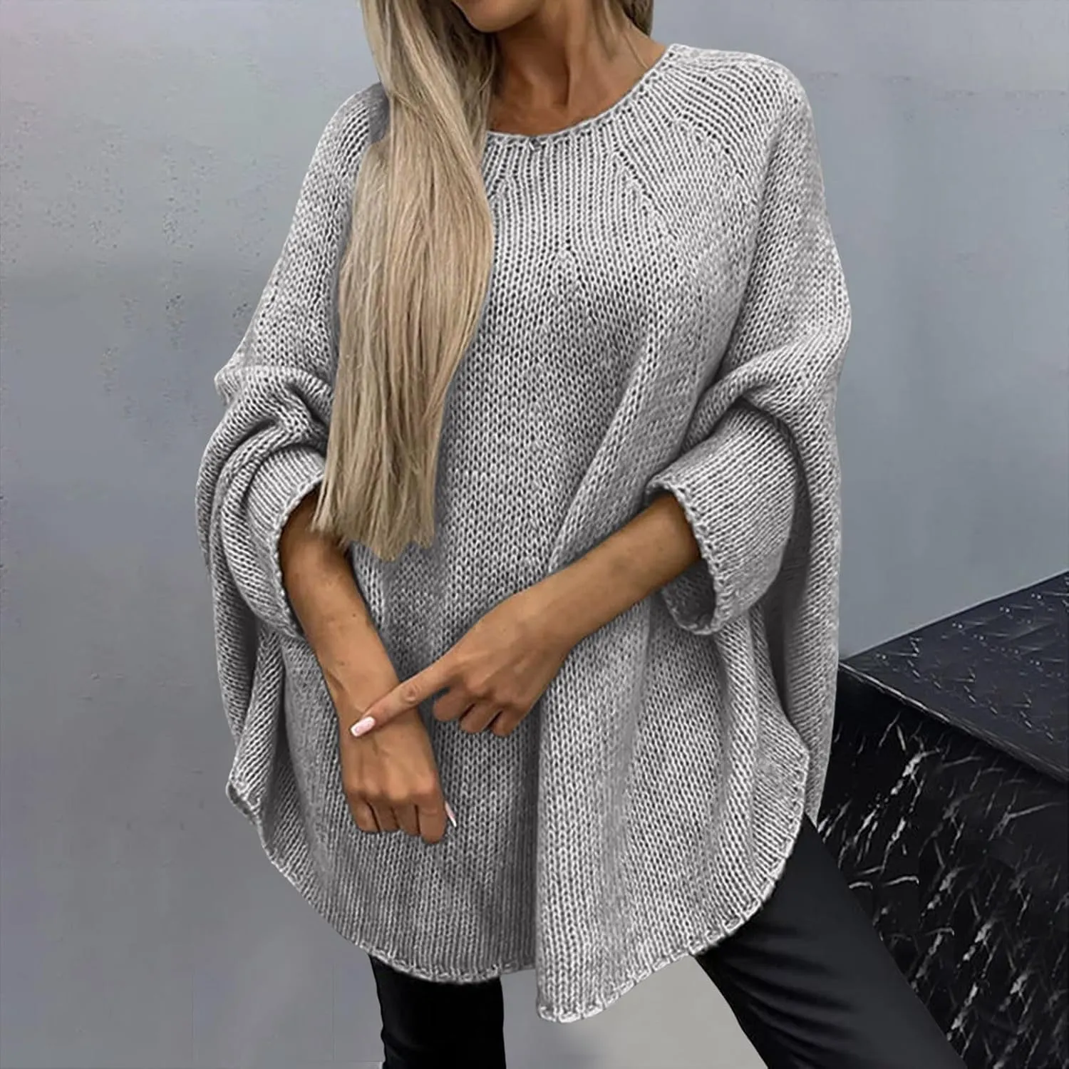 Womens Sweaters Cable Knit Round Neck Solid Color Long Sleeve Soft Lightweight Casual Jumper Tops