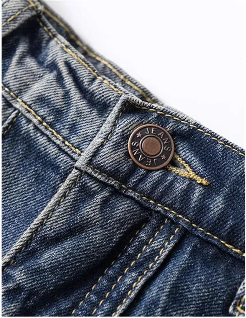 Women's Vintage Pleated Denim A-Line Skirt Mid Length Zipper High Waist Ankle-Length Casual Skirt