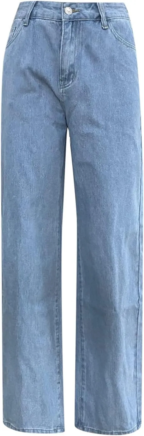 Womens Wide Leg Boyfriends Jeans High Waist Loose Distressed Denim Pants Suitable for All Leg Types All Kinds of People