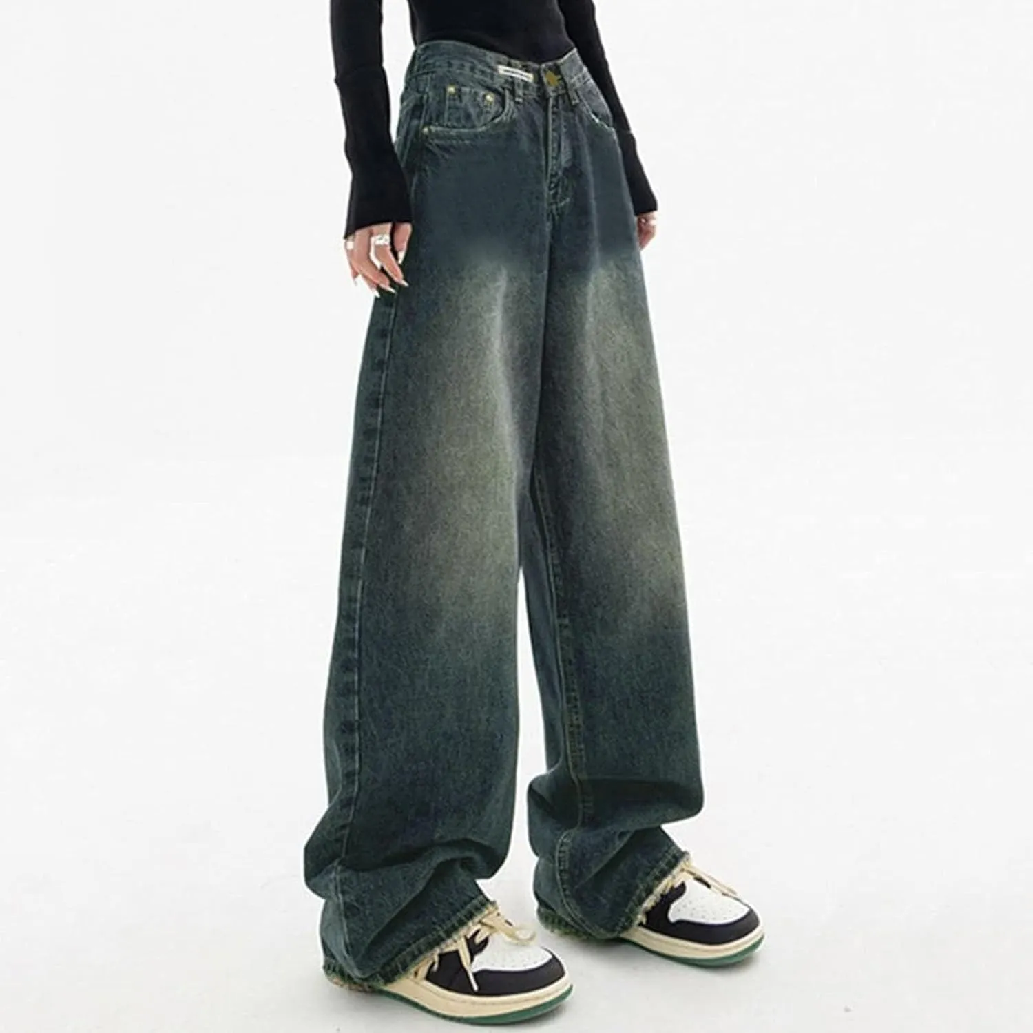 Womens Wide Leg Boyfriends Jeans High Waist Loose Distressed Denim Pants Suitable for All Leg Types All Kinds of People