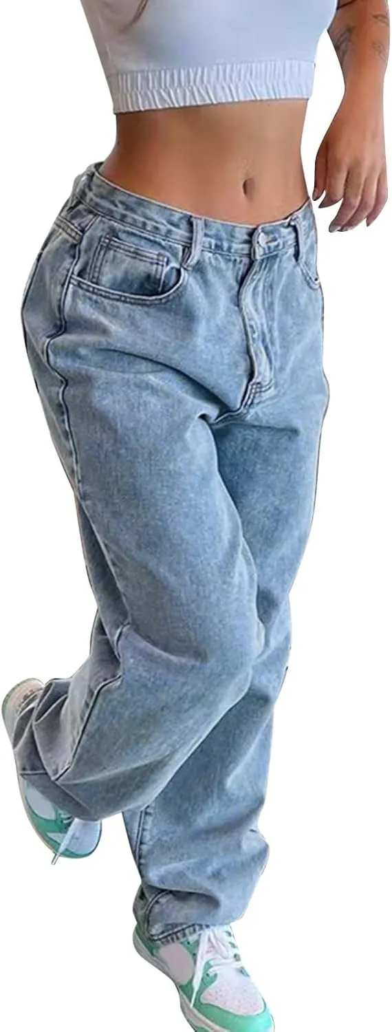 Womens Wide Leg Boyfriends Jeans High Waist Loose Distressed Denim Pants Suitable for All Leg Types All Kinds of People