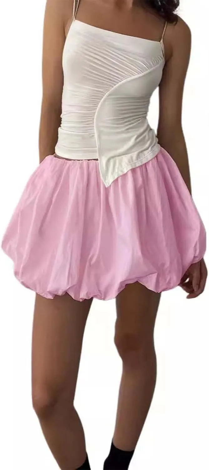 Workout Skirts for Women Trendy Loose Casual Low Rise A-Line Ruffles Trendy Pleated Puff Mini Skirts 2025 Streetwear