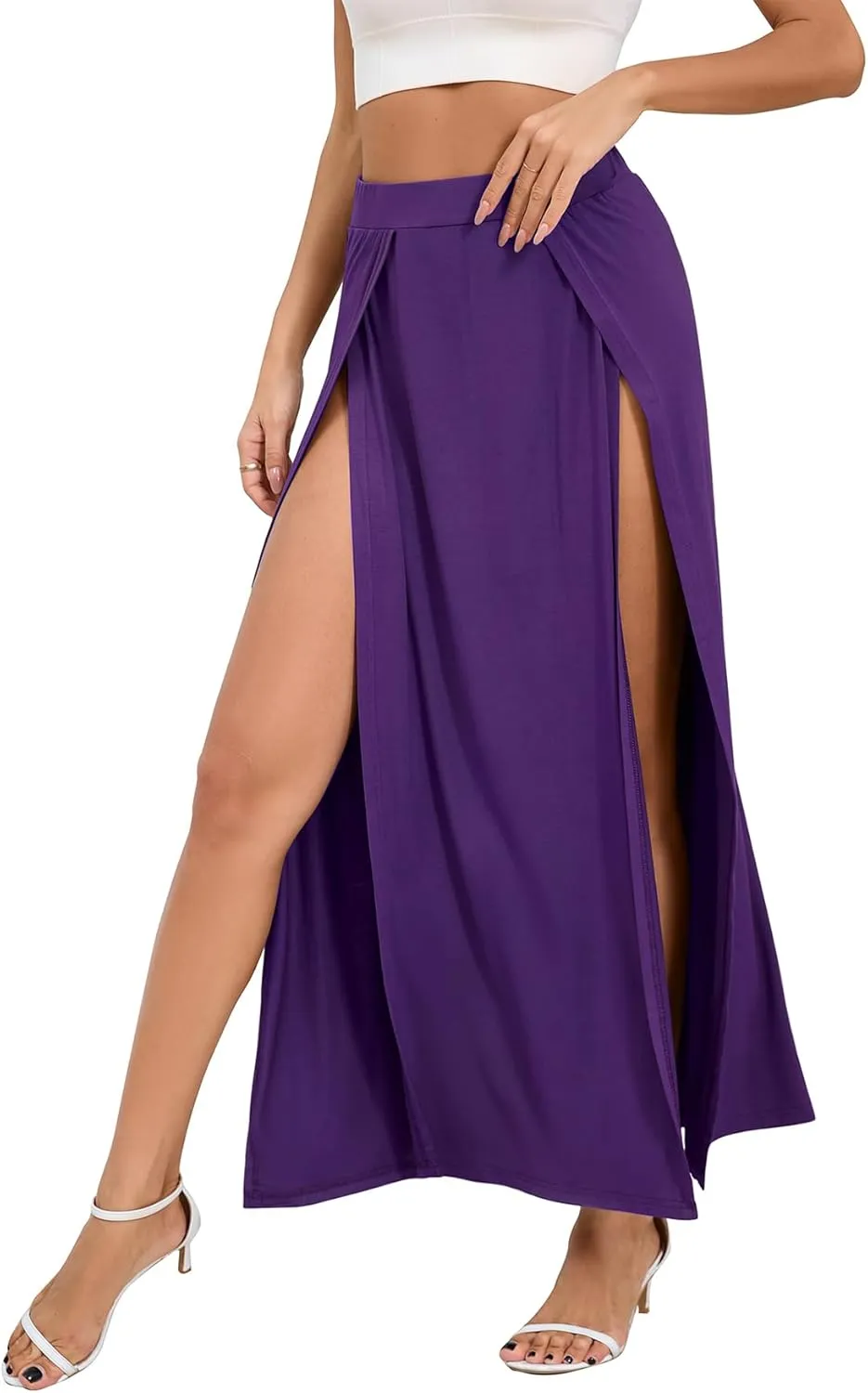 Zando Maxi Skirt with High Slit for Women - Double Slit Split Skirt