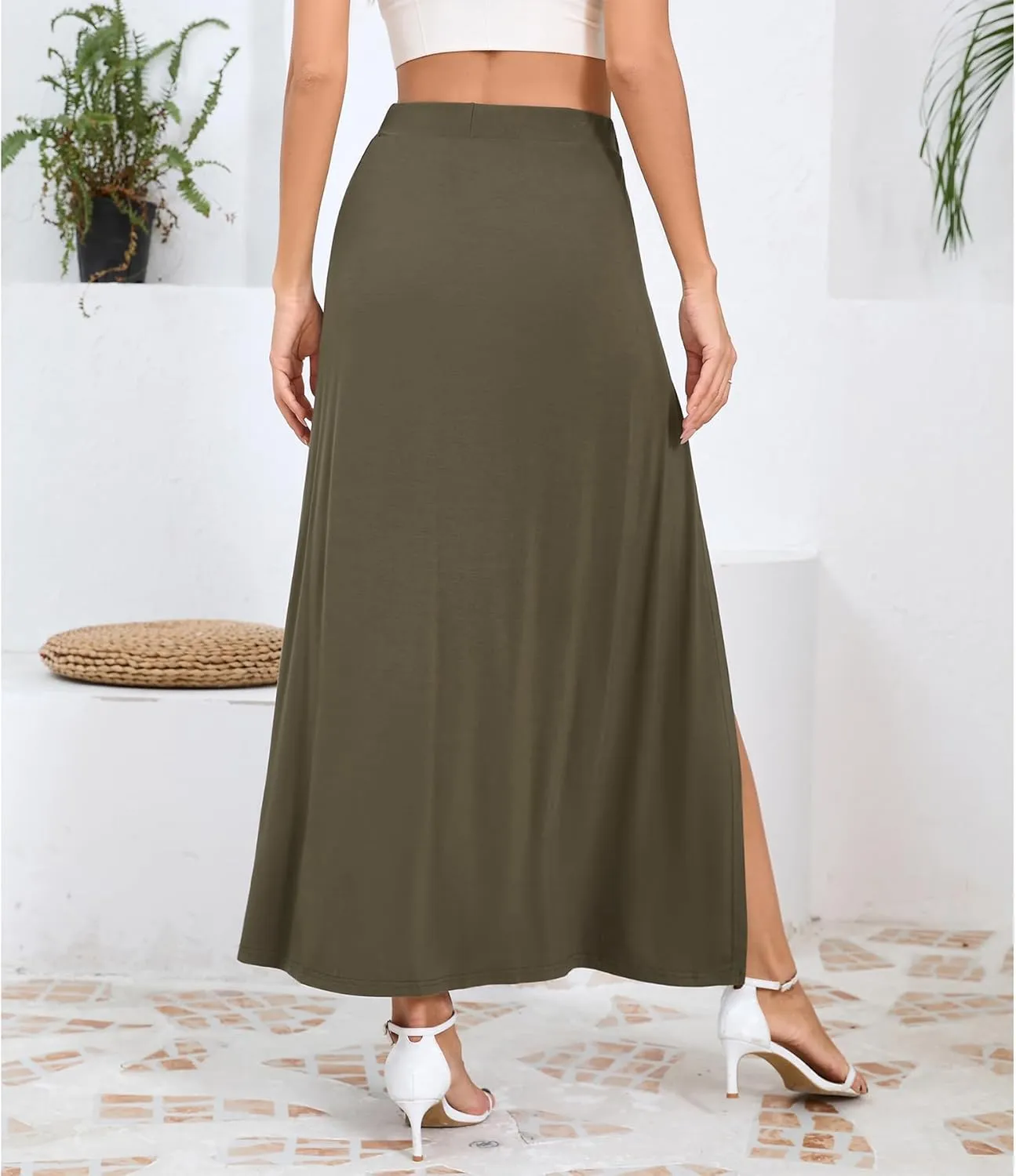 Zando Maxi Skirt with High Slit for Women - Double Slit Split Skirt