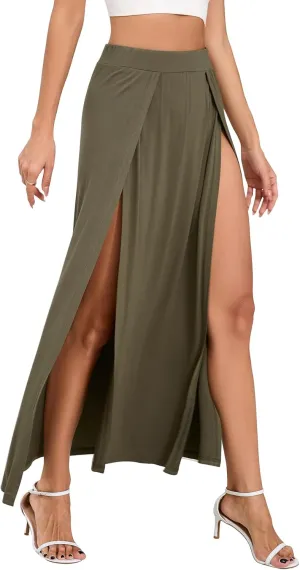 Zando Maxi Skirt with High Slit for Women - Double Slit Split Skirt
