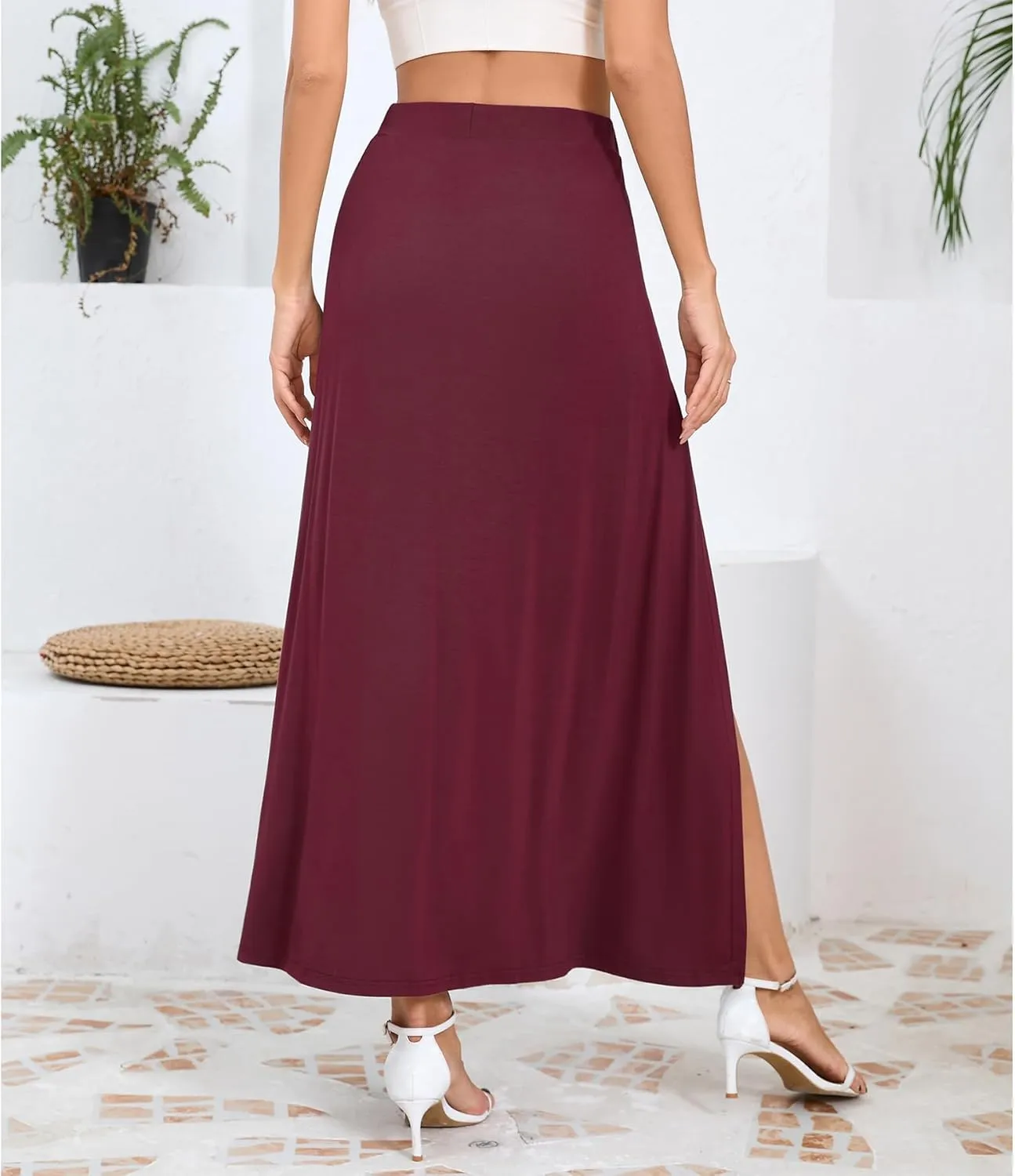Zando Maxi Skirt with High Slit for Women - Double Slit Split Skirt