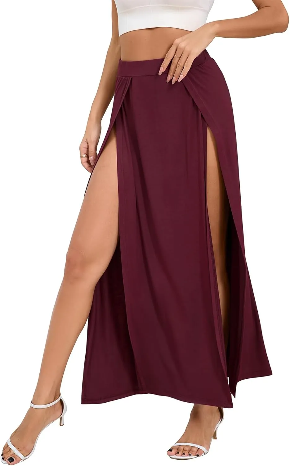 Zando Maxi Skirt with High Slit for Women - Double Slit Split Skirt