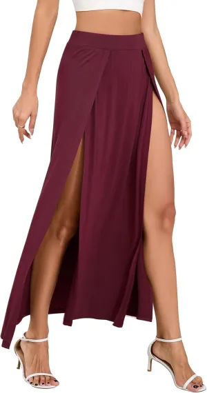 Zando Maxi Skirt with High Slit for Women - Double Slit Split Skirt