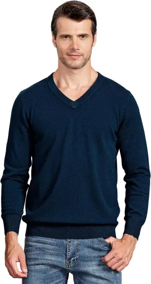 ZHILI Men's Perfect Slim Fit V-Neck Cashmere Sweater