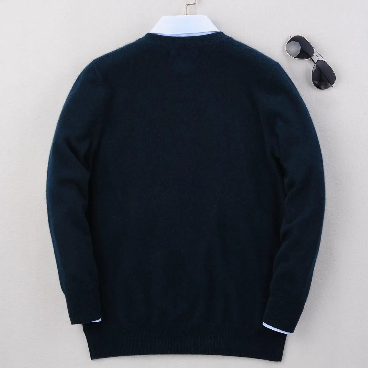 ZHILI Men's Perfect Slim Fit V-Neck Cashmere Sweater