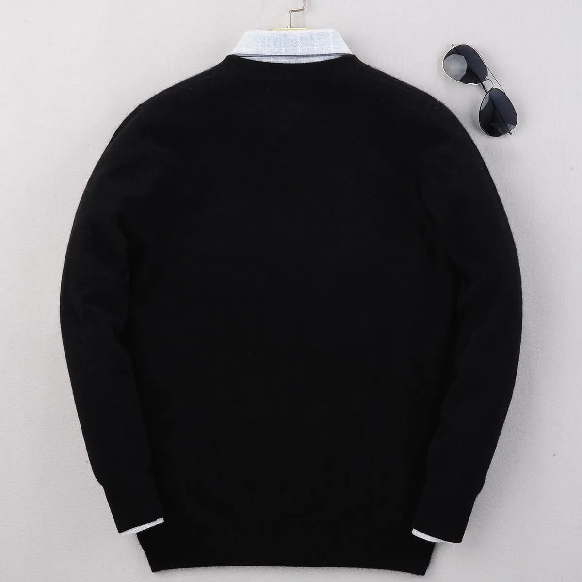 ZHILI Men's Perfect Slim Fit V-Neck Cashmere Sweater