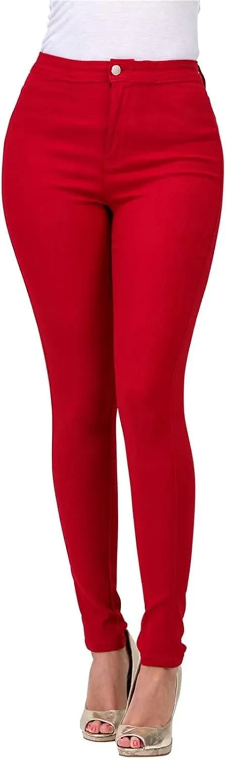 ZYXTIM Womens High Wasit Stretchy Pants Sexy Butt Lifting Skinny Tummy Control Comfy Pull-On Colored Soft Casual Work Jegging